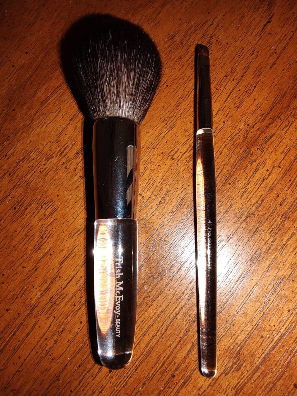 TRISH MCEVOY #37 BRONZER #41 PRECISION SMUDGE NATURAL HAIR LUCITE HANDLES MINT